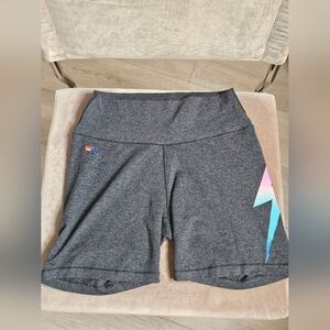 Aviator Nation Charcoal Athletic Shorts with Colorful Stripe